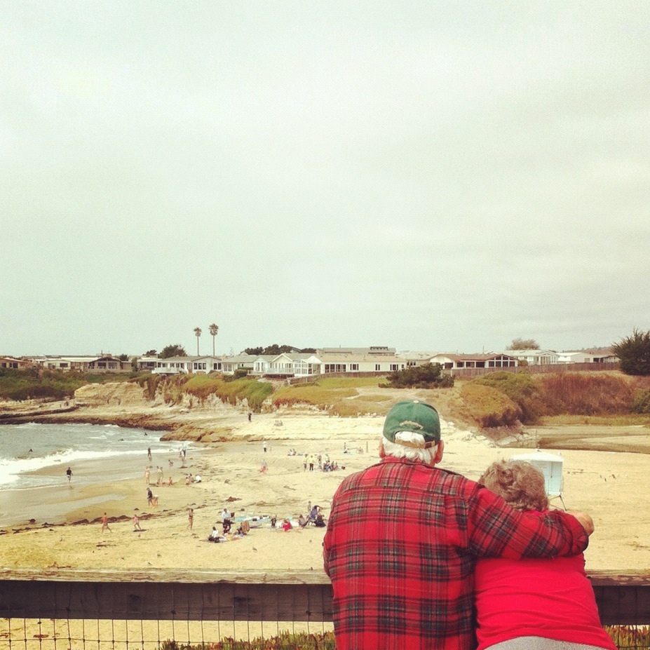 A couple watches the ocean at Natural Bridges State Beach