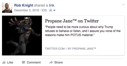 "Propane Jane on Twitter: People need to be more curious about why Trump refuses to behave or listen, and I assure you none of the reasons make him POTUS material."