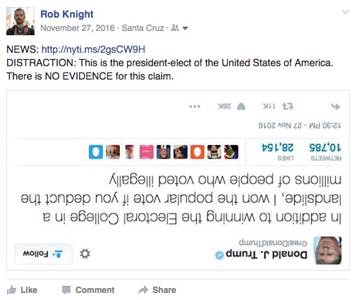 "DISTRACTION: This is the president-elect of the United States of America. There is NO EVIDENCE for this claim."