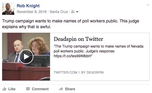 "Trump campaign wants to make names of poll workers public. This judge explains why that is awful."